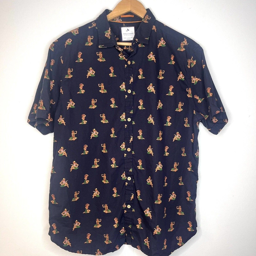 Denim & Flower Navy Casual Button Down Shirt